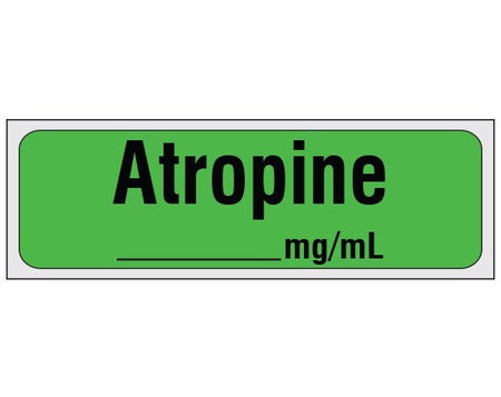 Drug Label Shamrock Syringe Label ATROPINE / _____ mg / mL Green 1/2 X 1 Inch