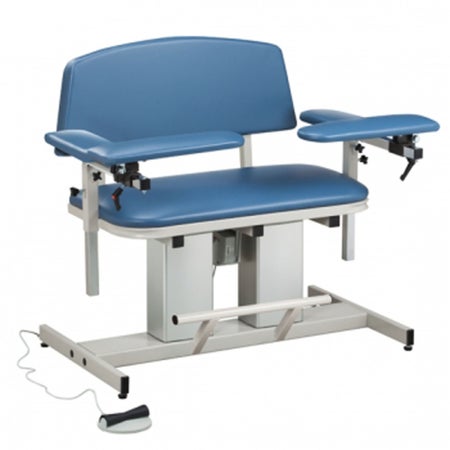 Blood Drawing Chair Power Series Padded Flip Up Armrests Royal Blue 850 lbs. Weight Capacity