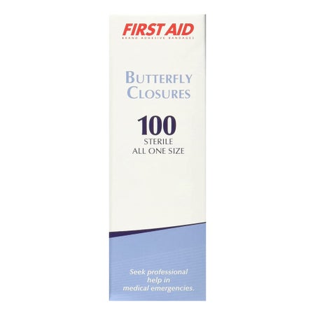 Skin Closure Strip First Aid Brand 1/2 X 2-3/4 Inch Nonwoven Material Butterfly Closure White