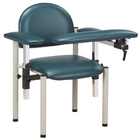 Blood Drawing Chair SC Series Padded Straight Flip Up Armrest Gunmetal Gray 300 lbs. Weight Capacity