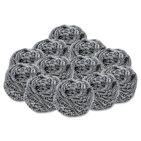 Stainless Steel Sponge Boardwalk® Heavy Duty 12 Count Individual Packet 2-1/2 X 2-3/4 Inch NonSterile Reusable