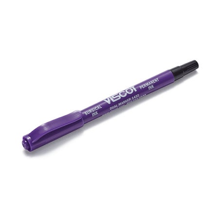 Skin Marker / Medical Utility Marker with Ruler Viscot® Gentian Violet / Permanent Black Ink Sterile Full Size Dual Tip, Regular / Fine