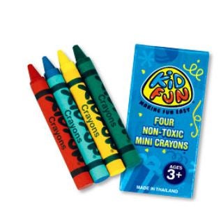 Crayons Kid Fun® 4 per Pack Non-Toxic 2-1/2 Inch Length