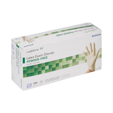 Exam Glove McKesson Confiderm® X-Large 100 per Box NonSterile Latex Standard Cuff Length Fully Textured Ivory Not Rated