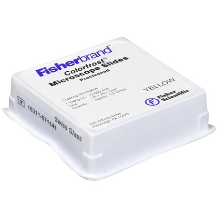 Charged Microscope Slide Colorfrost® Plus 25 X 75 X 1 mm Yellow Frosted End
