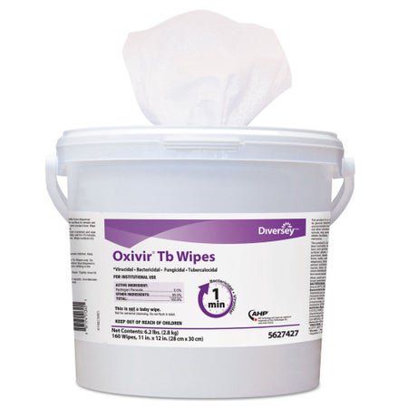 Surface Disinfectant Cleaner Diversey™ Oxivir® Tb Premoistened Hydrogen Peroxide Based Manual Pull Wipe 160 Count Canister Unscented NonSterile
