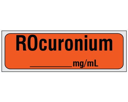 Drug Label Shamrock Syringe Label ROCuronium / _____ mg / mL Orange 1/2 X 1 Inch