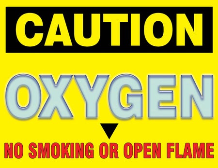 Pre-Printed Label Caution Label Yellow Caution Oxygen No Smoking Alert Label 4 X 5 Inch