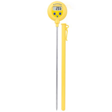 Digital Water-Resistant Thermometer Traceable® Lollipop™ Fahrenheit / Celsius -58° to 572°F (-50° to 300°C) Stainless Steel Probe Pocket Clip Battery Operated