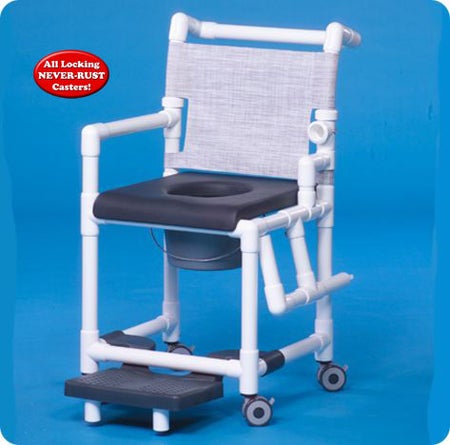 Commode / Shower Chair ipu® Drop Arm - Left PVC Frame Mesh Backrest 17-1/4 Inch Seat Width 300 lbs. Weight Capacity