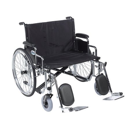 Bariatric Wheelchair drive™ Sentra EC Heavy Duty Dual Axle Desk Length Arm Black Upholstery 30 Inch Seat Width Adult 700 lbs. Weight Capacity