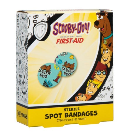 Adhesive Spot Bandage American White Cross® First Aid Plastic Kid Design (Scooby Doo) 7/8 Inch Diameter Sterile