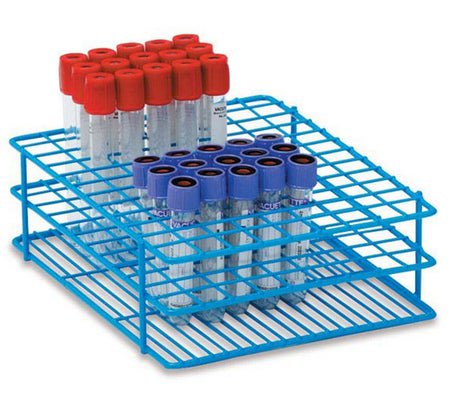 Test Tube Rack 108 Place 3 to 7 mL Tube Size Blue 2-1/4 X 6-1/4 X 8 Inch