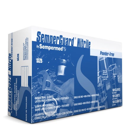 General Purpose Glove SemperGuard® Large Nitrile Blue 9 Inch Length Beaded Cuff NonSterile