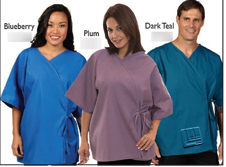 Exam Jacket Eggplant One Size Fits Most Front Opening Waist Tie Closure Unisex Reusable