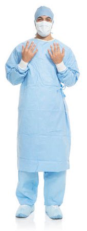 Surgical Gown Aero Blue Large Blue NonSterile AAMI Level 3 Disposable