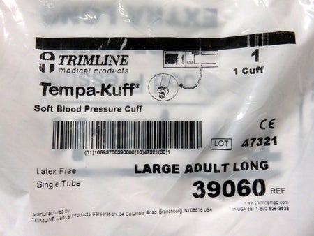 Single Patient Use Blood Pressure Cuff Trimline® 35.5 to 46 cm Arm Cloth Fabric Cuff Adult Long Cuff