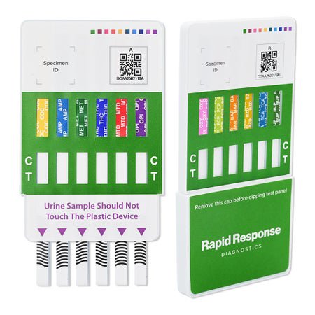 Drugs of Abuse Test Kit Rapid Response™ AMP1000, BAR300, BUP10, BZO300, COC300, mAMP/MET1000, MTD300, OPI2000, OXY100, PCP25, TCA1000, THC50 25 Tests CLIA Waived