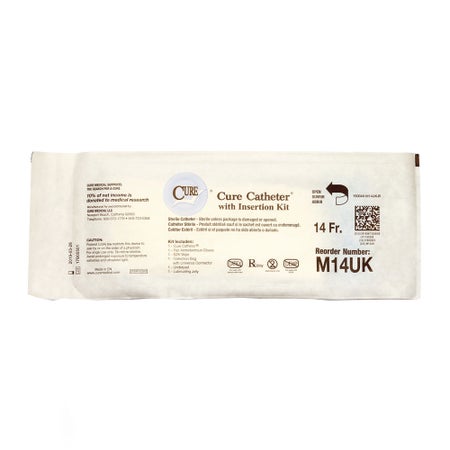 Intermittent Closed System Catheter Cure Catheter® Closed System Male / Straight Tip 14 Fr. Uncoated PVC