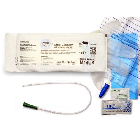 Intermittent Closed System Catheter Cure Catheter® Closed System Male / Straight Tip 14 Fr. Uncoated PVC