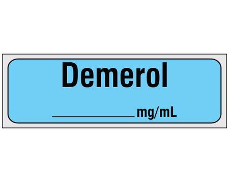 Drug Label Shamrock Syringe Label Demerol_____mg/mL Blue 1/2 X 1 Inch