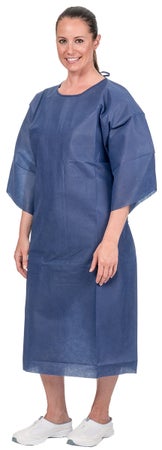 Patient Exam Gown One Size Fits Most Blue Disposable