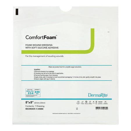 Foam Dressing ComfortFoam™ 8 X 8 Inch Without Border Film Backing Silicone Face Square Sterile