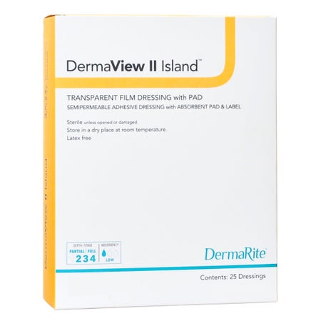 Transparent Film Dressing with Pad DermaView II™ Island 2 X 2-3/4 Inch Frame Style Delivery Rectangle Sterile
