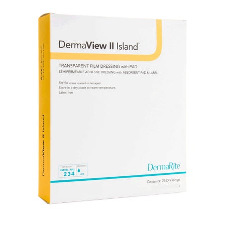 Transparent Film Dressing with Pad DermaView II™ Island 2 X 2-3/4 Inch Frame Style Delivery Rectangle Sterile
