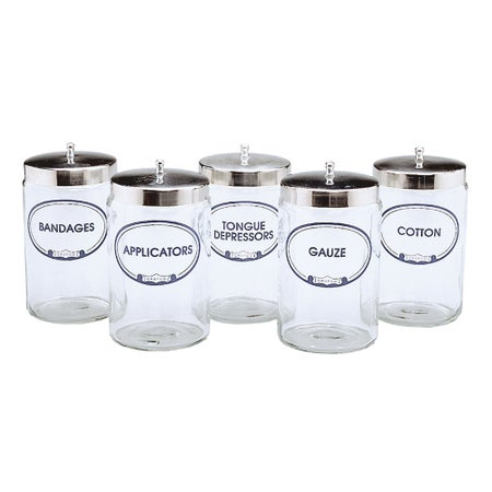 Sundry Jar Grafco® Glass Transparent Glass Jars, Polished Aluminum Cover 4.25 X 7 Inch
