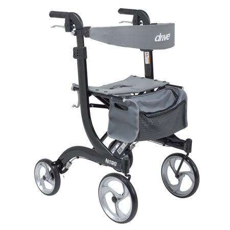 4 Wheel Rollator drive™ Nitro Black Adjustable Height / Tall / Folding Aluminum Frame