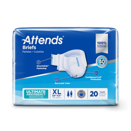 Incontinence Brief Attends® Advanced Adult X-Large Unisex Disposable Heavy Absorbency