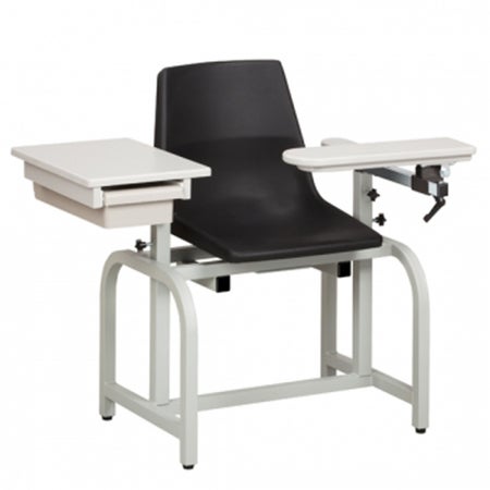 Blood Drawing Chair Standard Lab Series 1 Drawer, 1 Flip Up Armrest Black 300 lbs. Weight Capacity