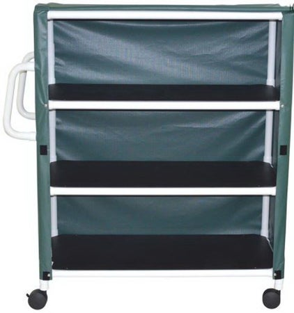 Linen Cart with Cover 3 Shelves 150 lbs. per Shelf Weight Capacity PVC 4 Inch Twin Casters