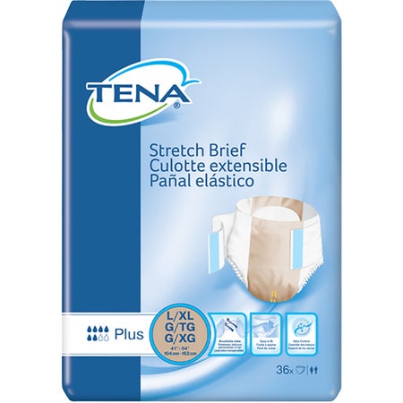 Incontinence Brief TENA® Stretch™ Plus Adult Large / X-Large Unisex Disposable Moderate Absorbency