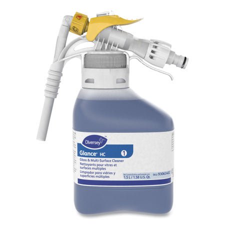 Glass / Surface Cleaner Diversey™ Glance® HC Glass and Multi-Surface RTD® Dispensing System Liquid Concentrate 1.5 Liter Bottle Ammonia Scent NonSterile