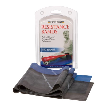 Exercise Resistance Band Set TheraBand® Blue / Black 4 Inch X 5 Foot Heavy Resistance to X-Heavy Resistance