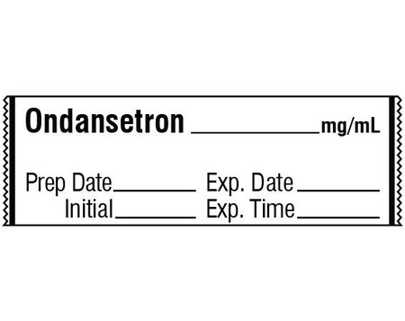Drug Label Shamrock Anesthesia Label Tape Ondansetron mg/mL Prep Date_Exp Date_ Initial_Exp Time_ White 1/2 X 1 Inch