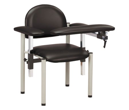 Blood Drawing Chair SC Series Padded Straight Flip Up Armrest Black 300 lbs. Weight Capacity