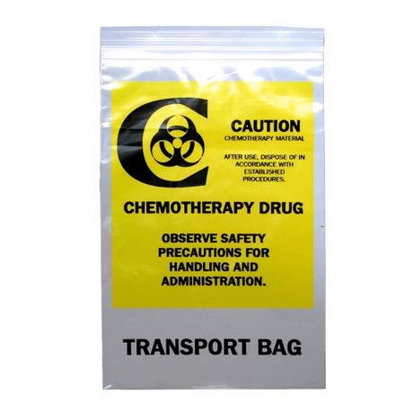 Hazardous Drug Bag LK® Biohazard Symbol / Chemotherapy Drug / Transport Bag Clear / Yellow 9 X 12 Inch