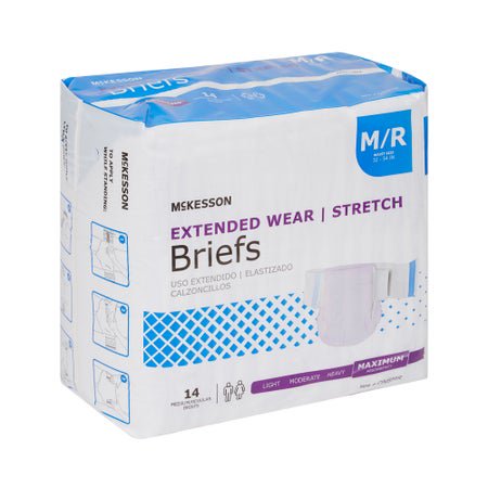 Incontinence Brief McKesson Extended Wear Adult Medium Unisex Disposable Heavy Absorbency