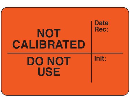 Pre-Printed Label Shamrock Auxiliary Label Red Paper NOT CALIBRATED Date Rec: / DO NOT USE Init: Black Quality Control Label 1-1/2 X 3 Inch