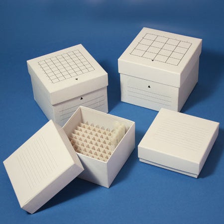 Cryo Storage Box Globe® Scientific 76 X 134 X 134 mm White Cardboard 100 Tube Capacity