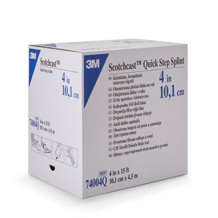 Padded Splint Roll 3M™ Scotchcast™ Quick Step Double Sided Felt 4 Inch X 15 Foot Felt / Fiberglass White