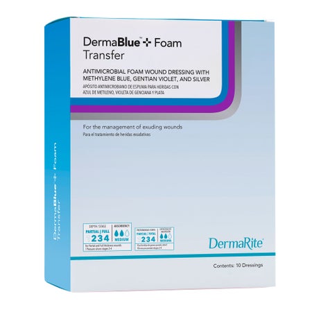 Silver Foam Dressing DermaBlue+™ Foam Transfer 4 X 5 Inch Rectangle Sterile