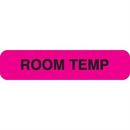 Pre-Printed Label Laboratory Use Pink Paper ROOM TEMP Black Temperature Control 37/100 X 11-31/50 Inch