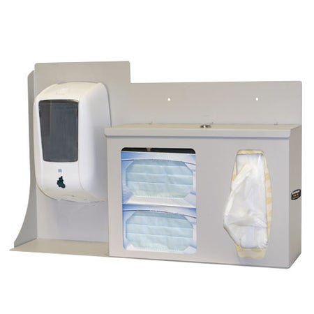 Hygiene Dispensing Station BOWMAN® Floor Stand Quartz Beige 18.00 X 18.00 X 57.98 Inch Aluminum / Cold Rolled Steel / PETG Plastic