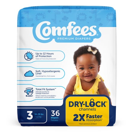 Unisex Baby Diaper Comfees® Size 3 Disposable Moderate Absorbency