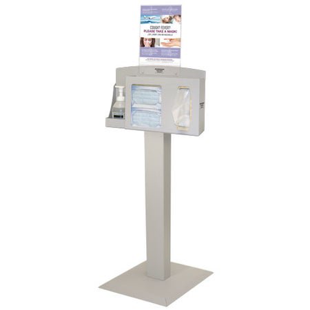 Hygiene Dispensing Station BOWMAN® Floor Stand Quartz Beige 18.00 X 18.00 X 59.10 Inch Aluminum / Cold Rolled Steel / PETG Plastic