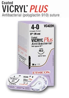 Absorbable Antibacterial Ligating Reel with Suture Coated Vicryl™ Plus Polyglactin 910 with Irgacare MP Size 2-0 54 Inch Suture Braided